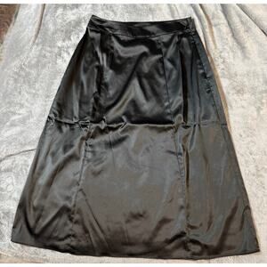 NWT Universal Standard Black Shine Size 0 CLAIR SWING SKIRT Side Zip Pocket